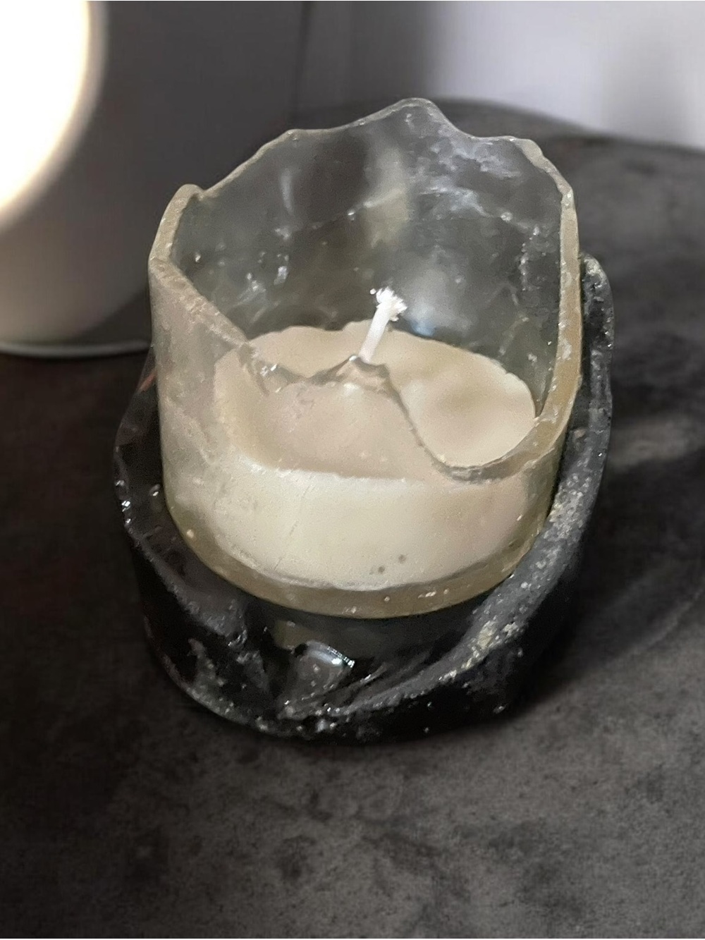 Handmade SeaGlass Candle in Green Holder - contessabycecilia